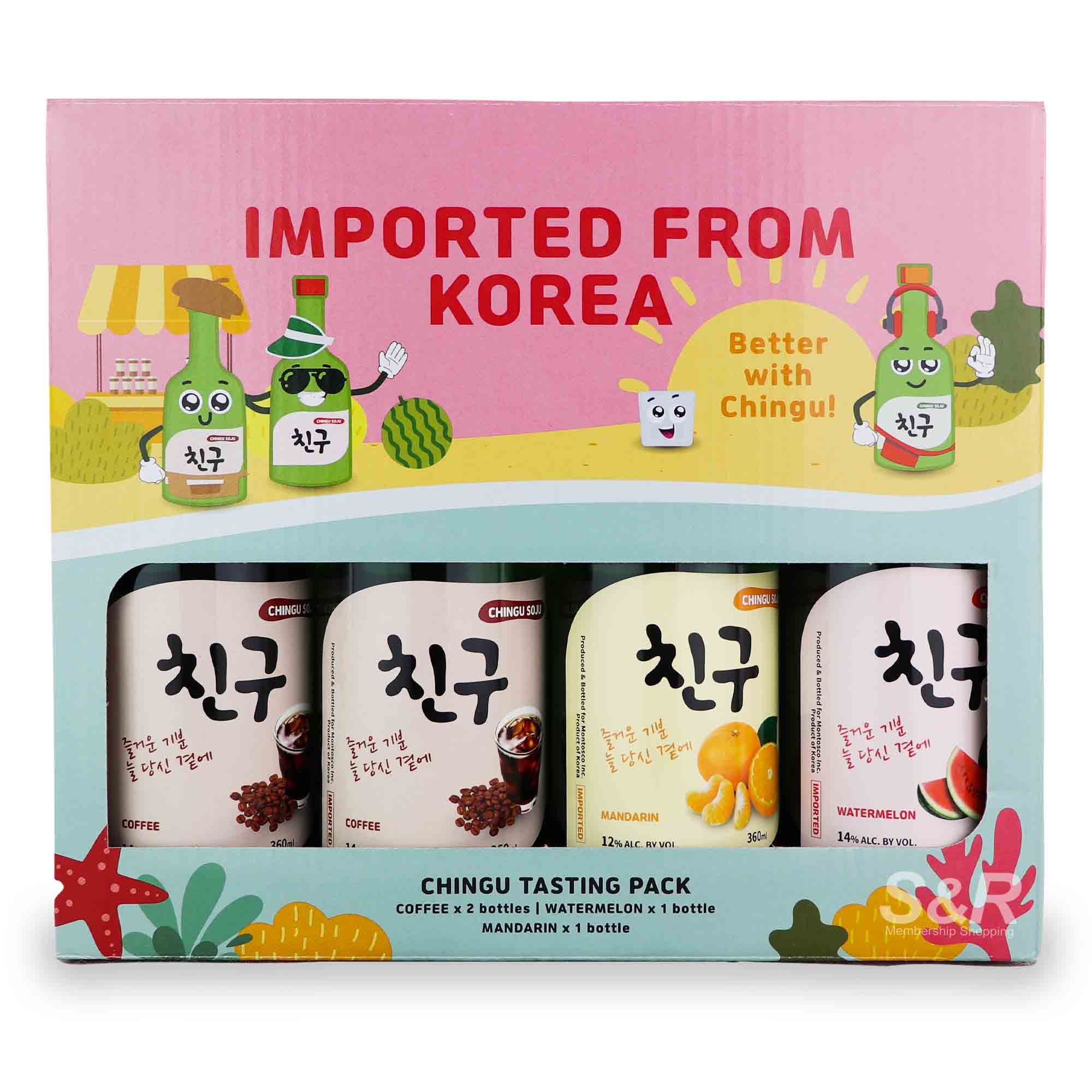 Chingu Tasting Pack Soju (4 bottles x 360mL) Chingu Tasting Pack Soju (4 bottles x 360mL)